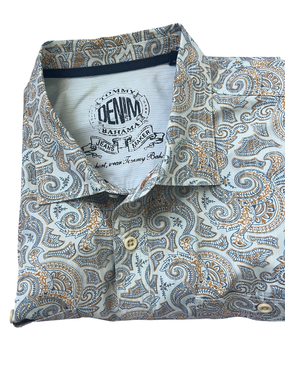 Tommy Bahama Paisley Button-Down Shirt in Blue & Tan size xxl